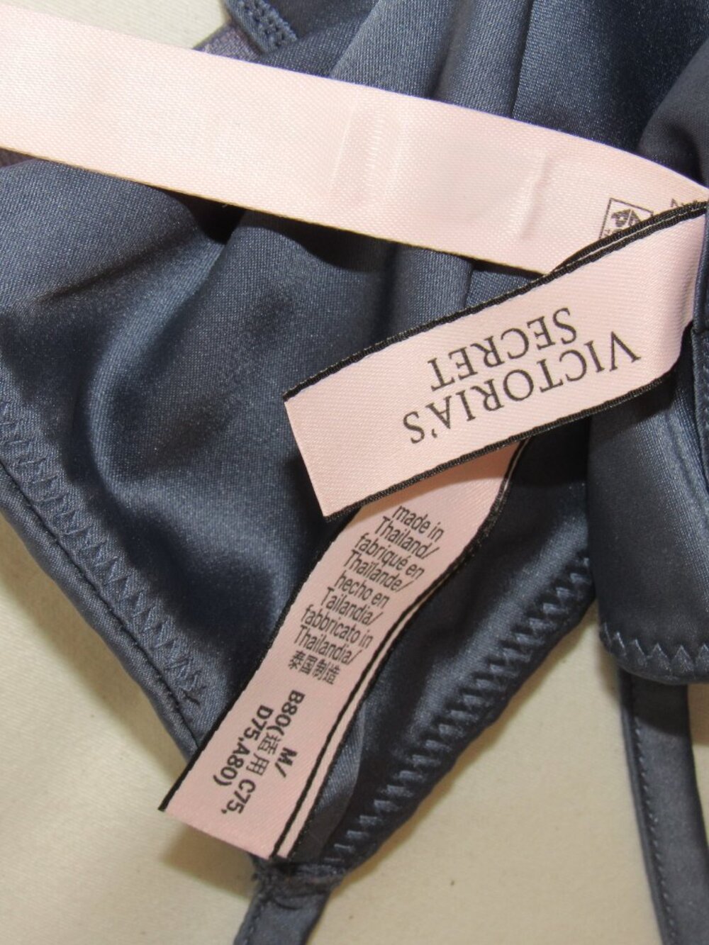 Victoria's Secret Blue Satin Triangle Bralette Women's M Medium - Picture 9 of 9